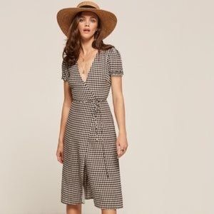 NWT Reformation Addy Checkers Gingham Midi Dress S